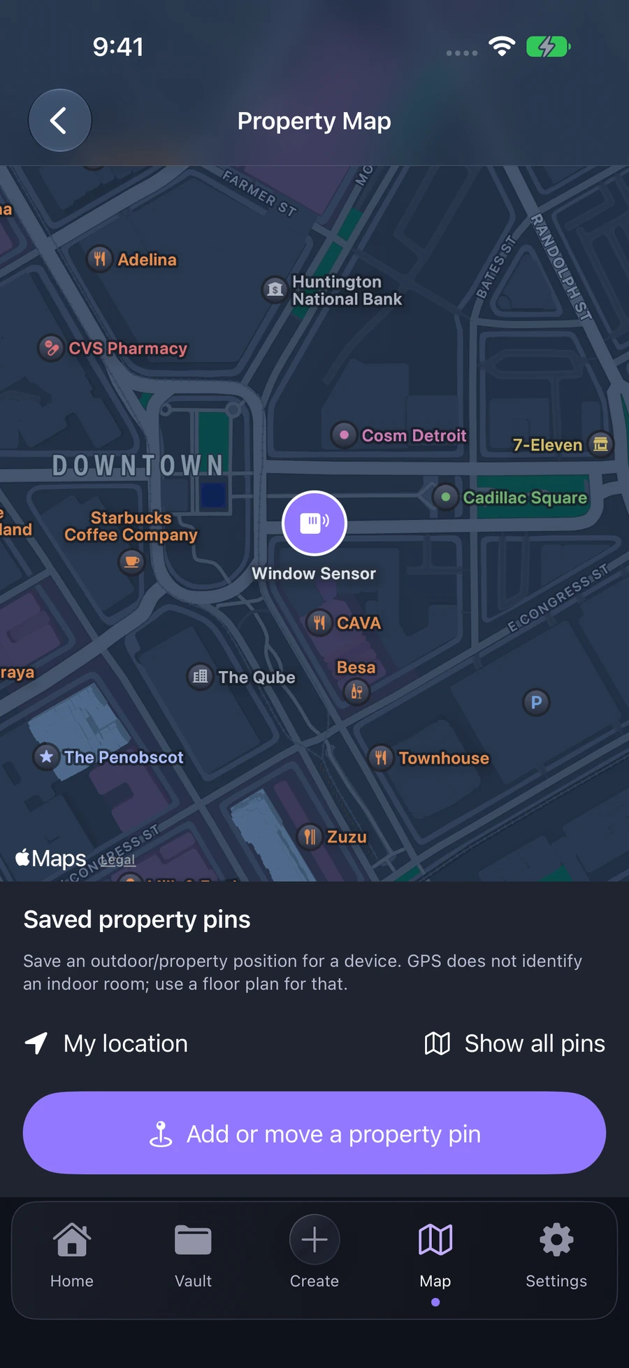 CodeScout Property Map with a saved sample device pin